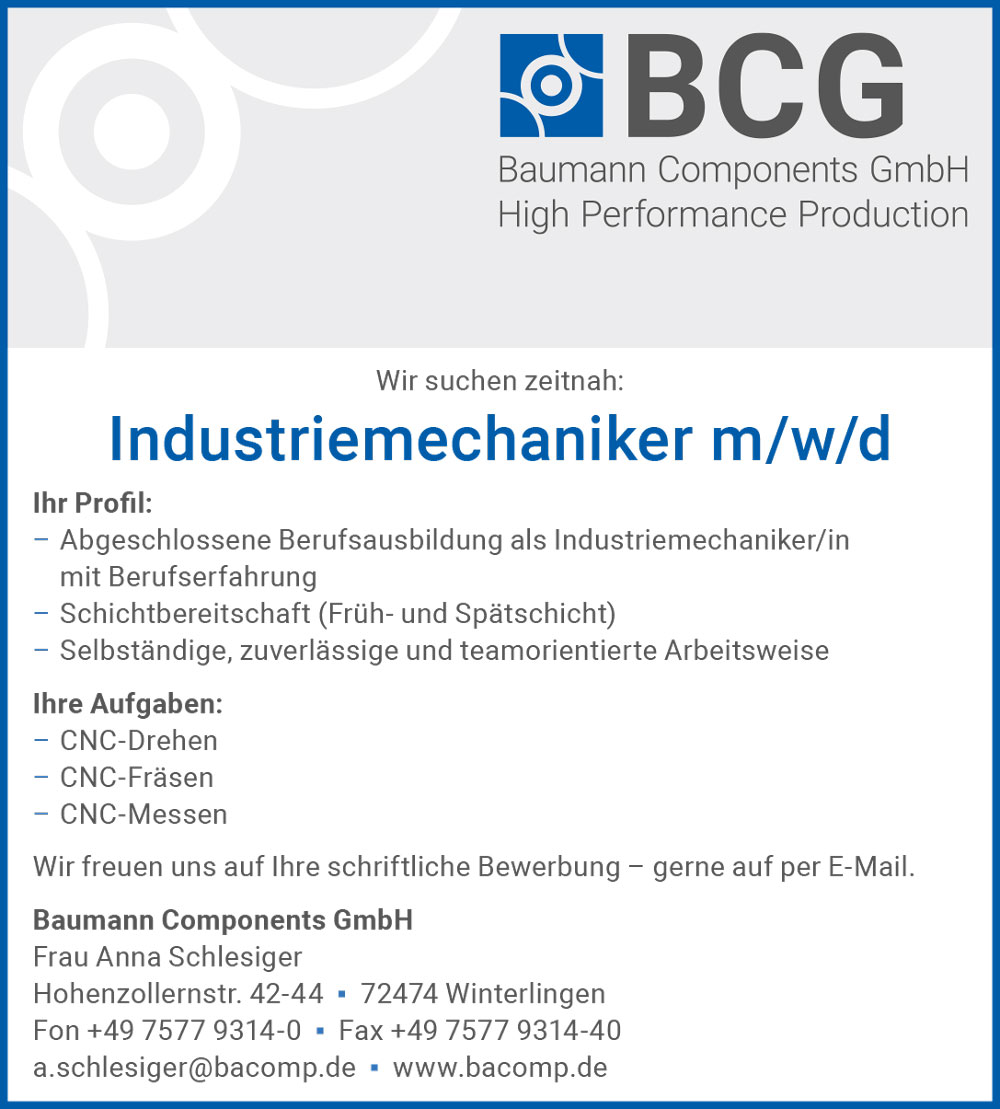 Baumann Components GmbH - Jobangebot